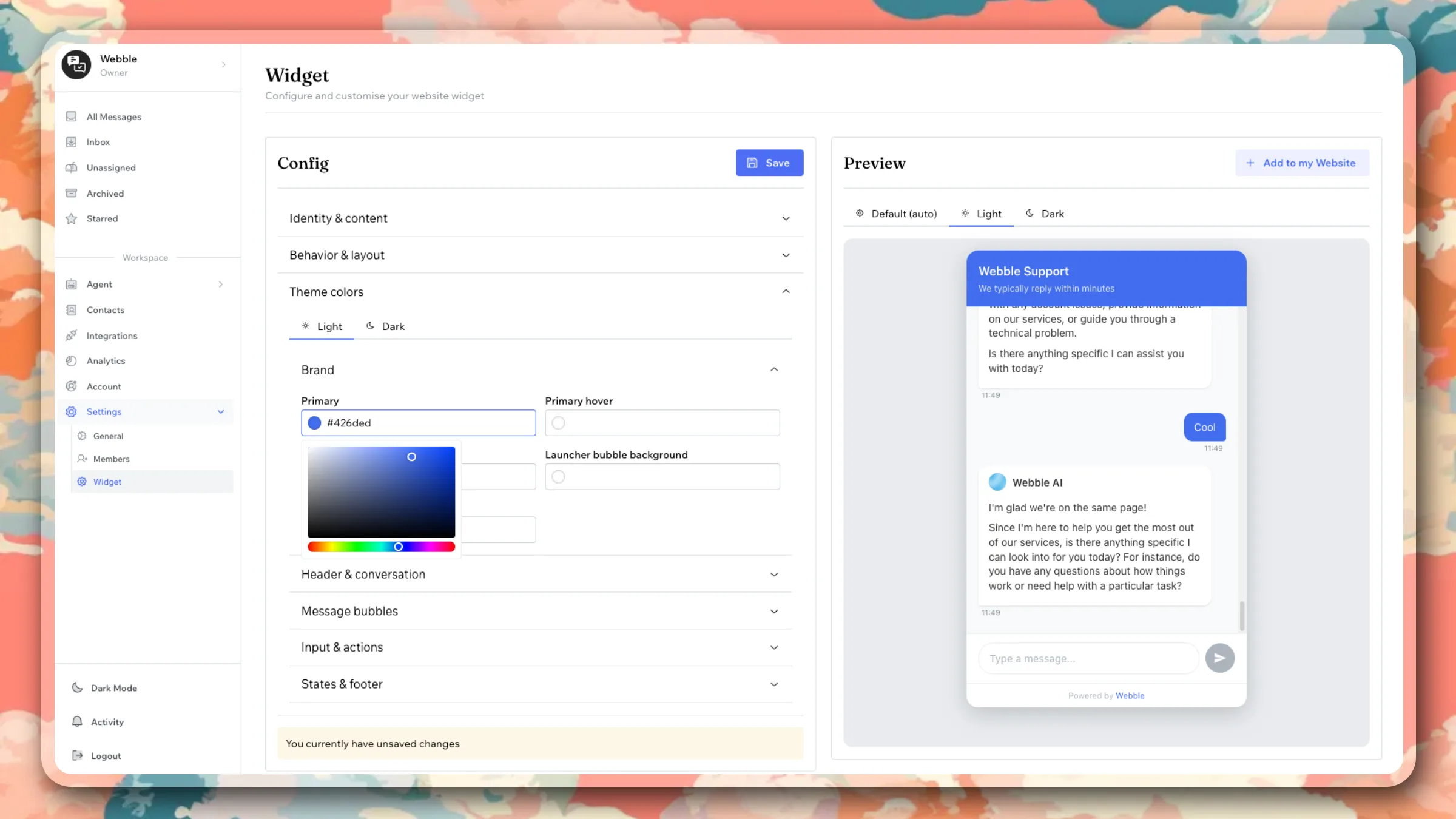 Customisation preview